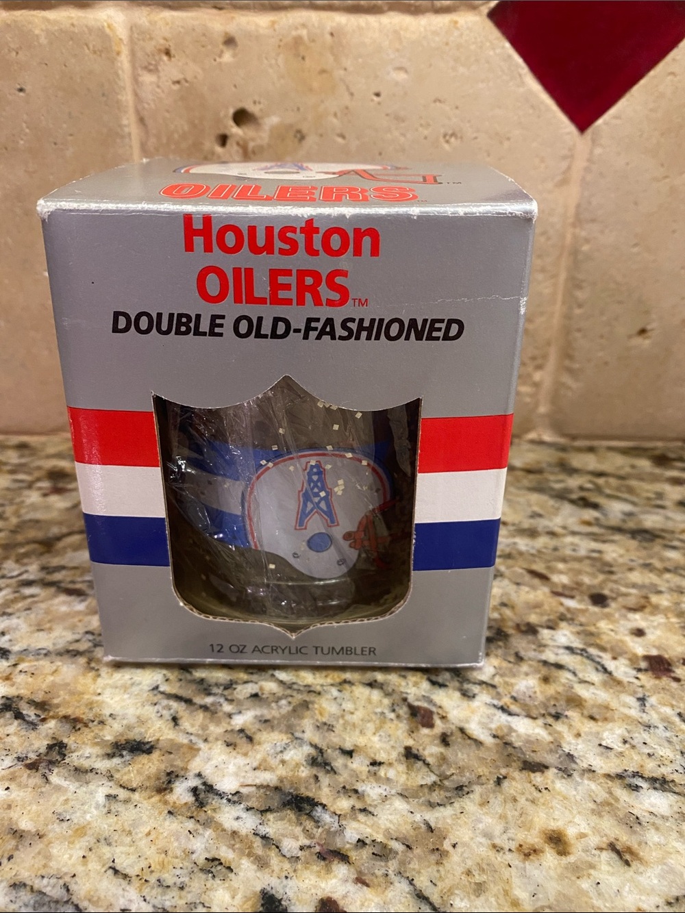 NFL Houston Oilers Red White Blue Double Old-Fashioned Tumbler 12 oz Acrylic